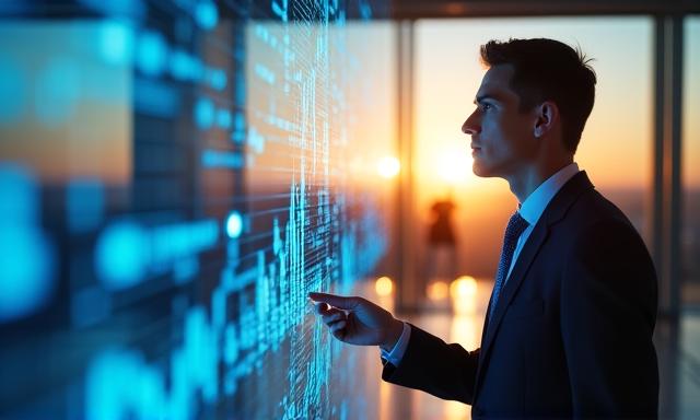 Executive looking at business metrics