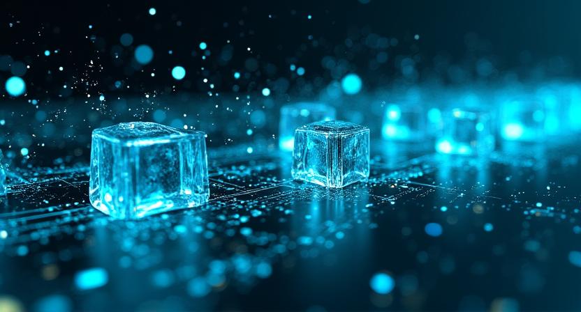 Abstract representation of data breaking through barriers and connecting departments